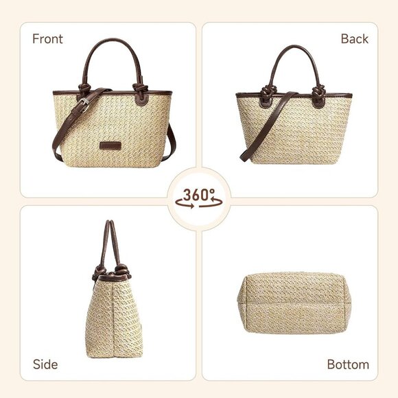 Straw Crossbody Bag Womens Small Woven Summer Purse Handheld Beach Accessory - Picture 3 of 7